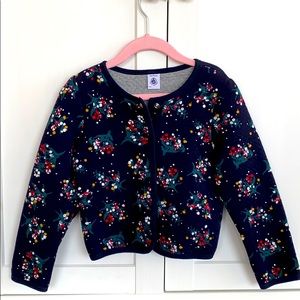 NEW Petit Bateau Girls Floral Cardigan size 6